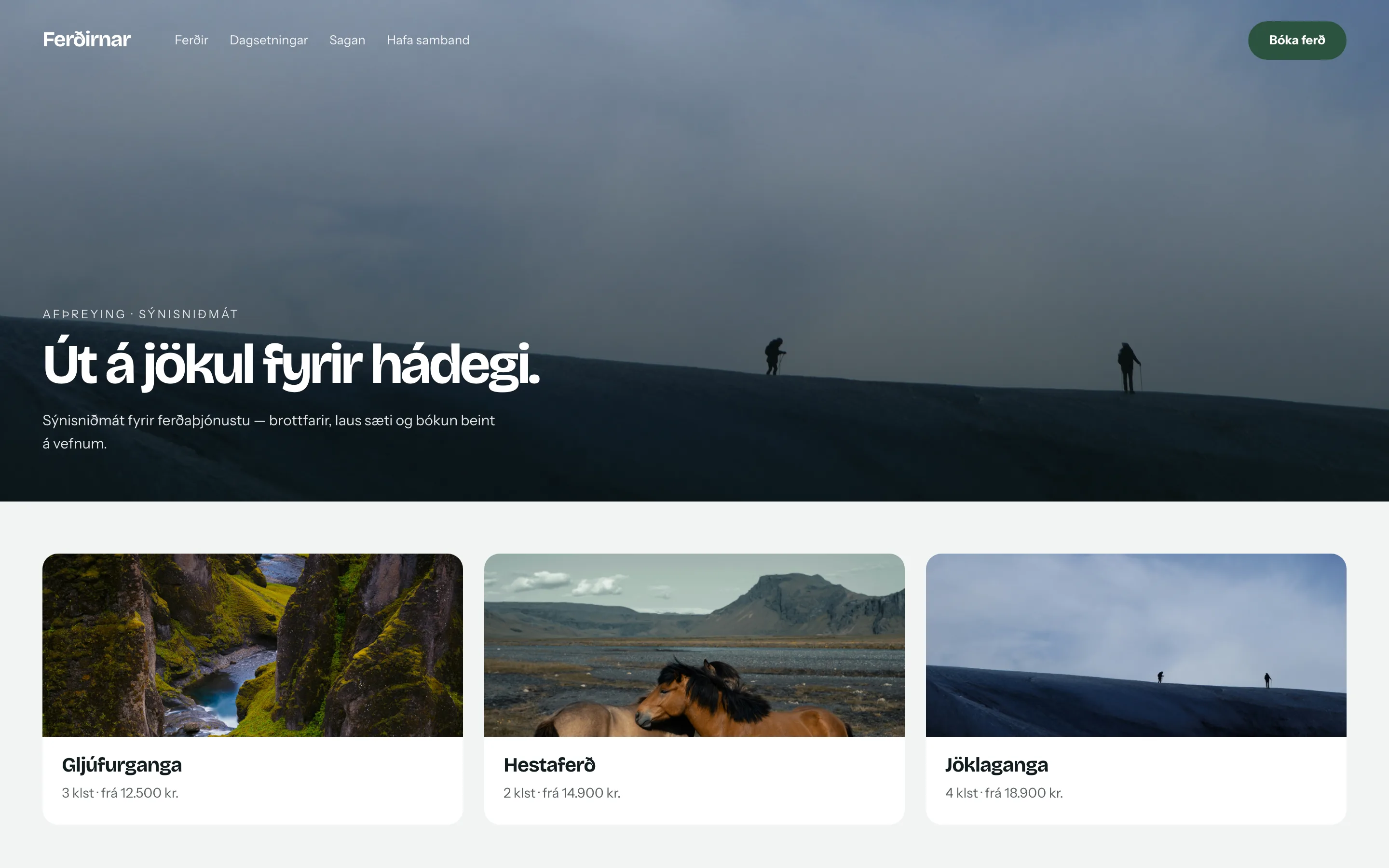 Sniðmát fyrir ferðaþjónustu — forsíða með ferðum