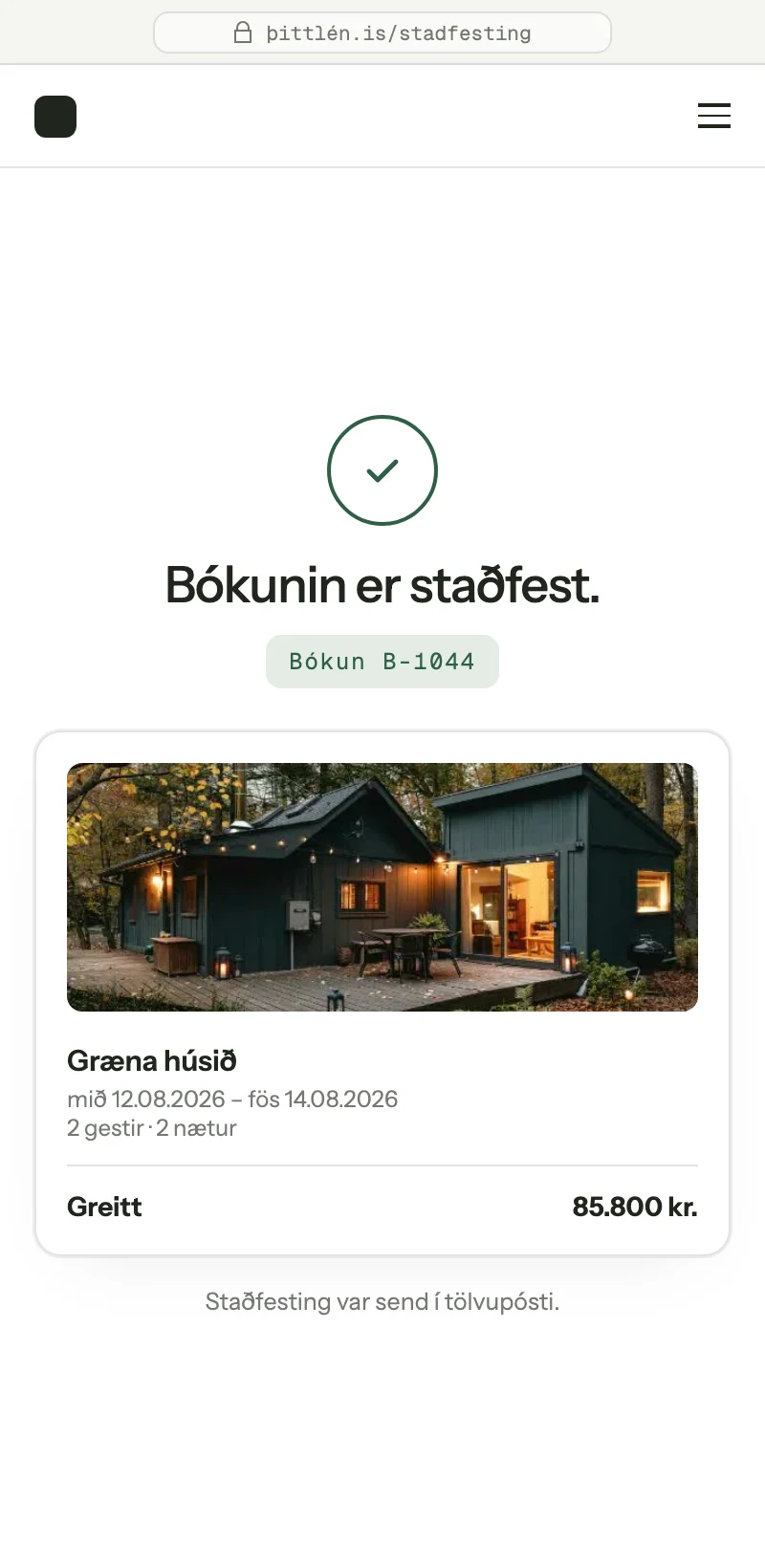 Staðfesting bókunar í síma