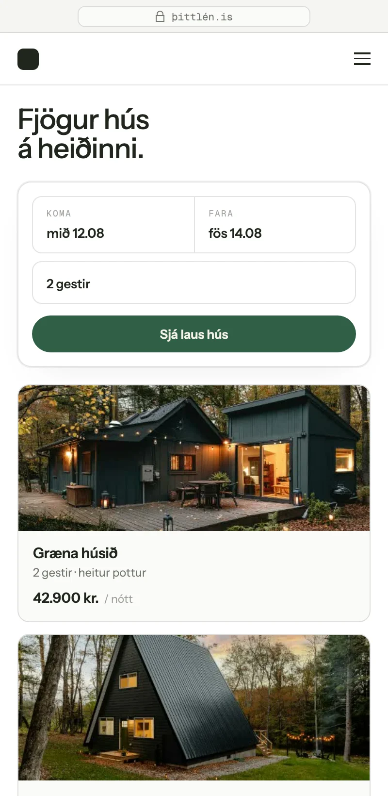 Dagsetningaval og laus hús í síma